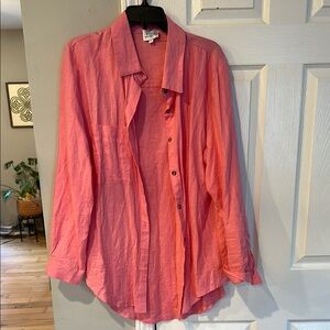 Vibrant pink Button-Up linen/cotton shirt.   New w/out tags by Sndys